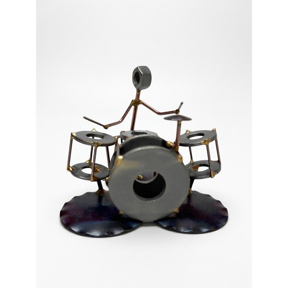 Rock Creek Metal Craft Drummer on Drum Kit Figurine Art Musician